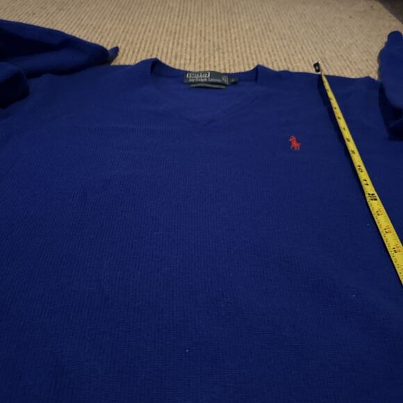 Vintage Polo Ralph Lauren Blue 100% Lambs Wool Sweater Men's Size Large - Picture 9 of 9